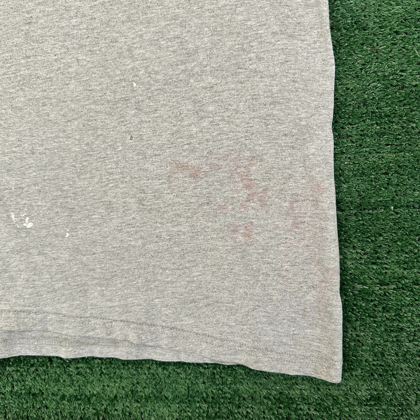 Vintage 90s Nike Mini Swoosh T-Shirt Gray L Embroidered Distressed Streetwear