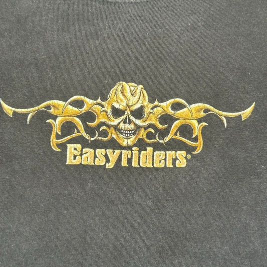 Vintage 90s Easyriders Flame Skull T-Shirt Long Sleeve Goth Grunge Biker XXL Y2K