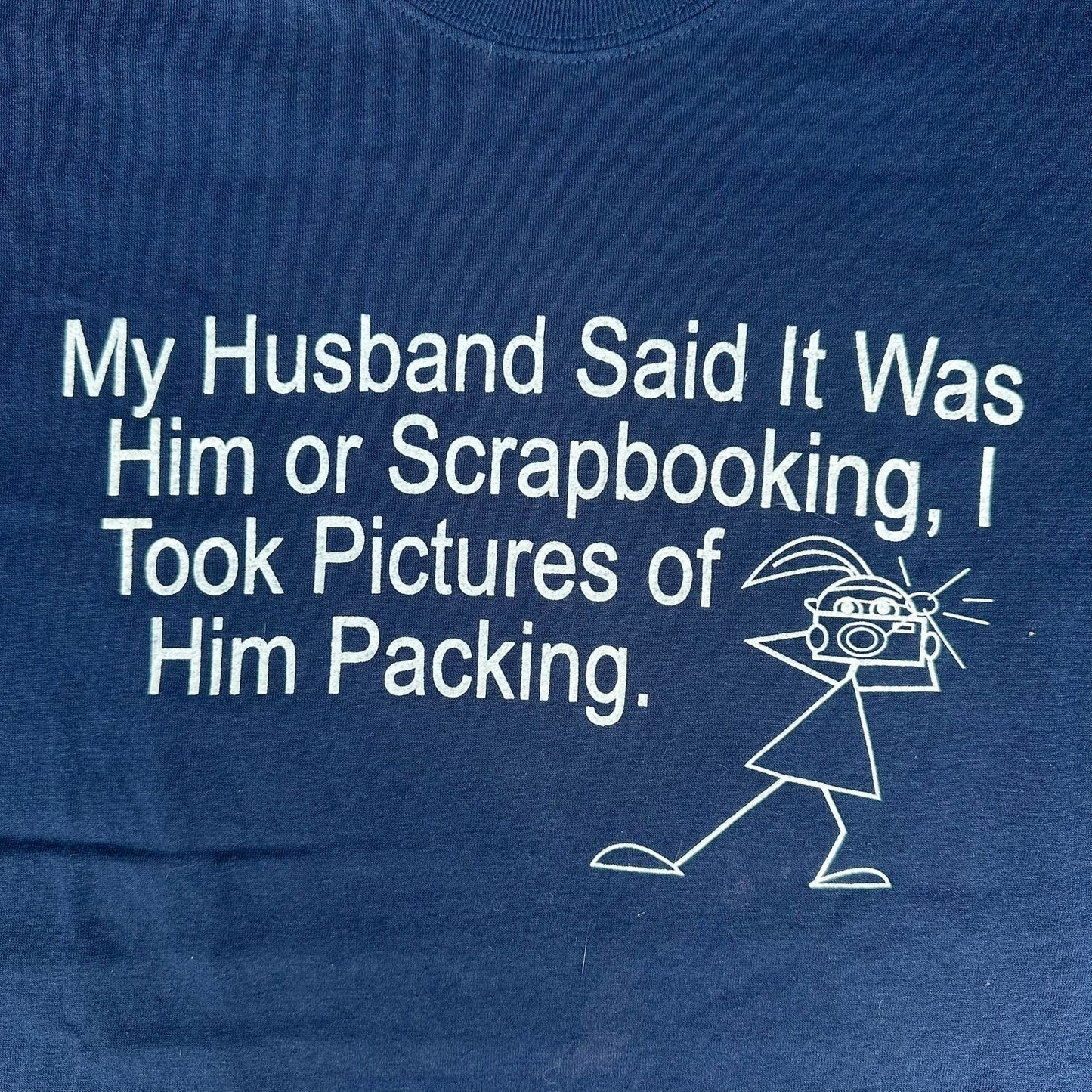 Vintage Y2K Husband Scrapbook Humor T-Shirt Grandma Ironic Funny Cottage Navy XL