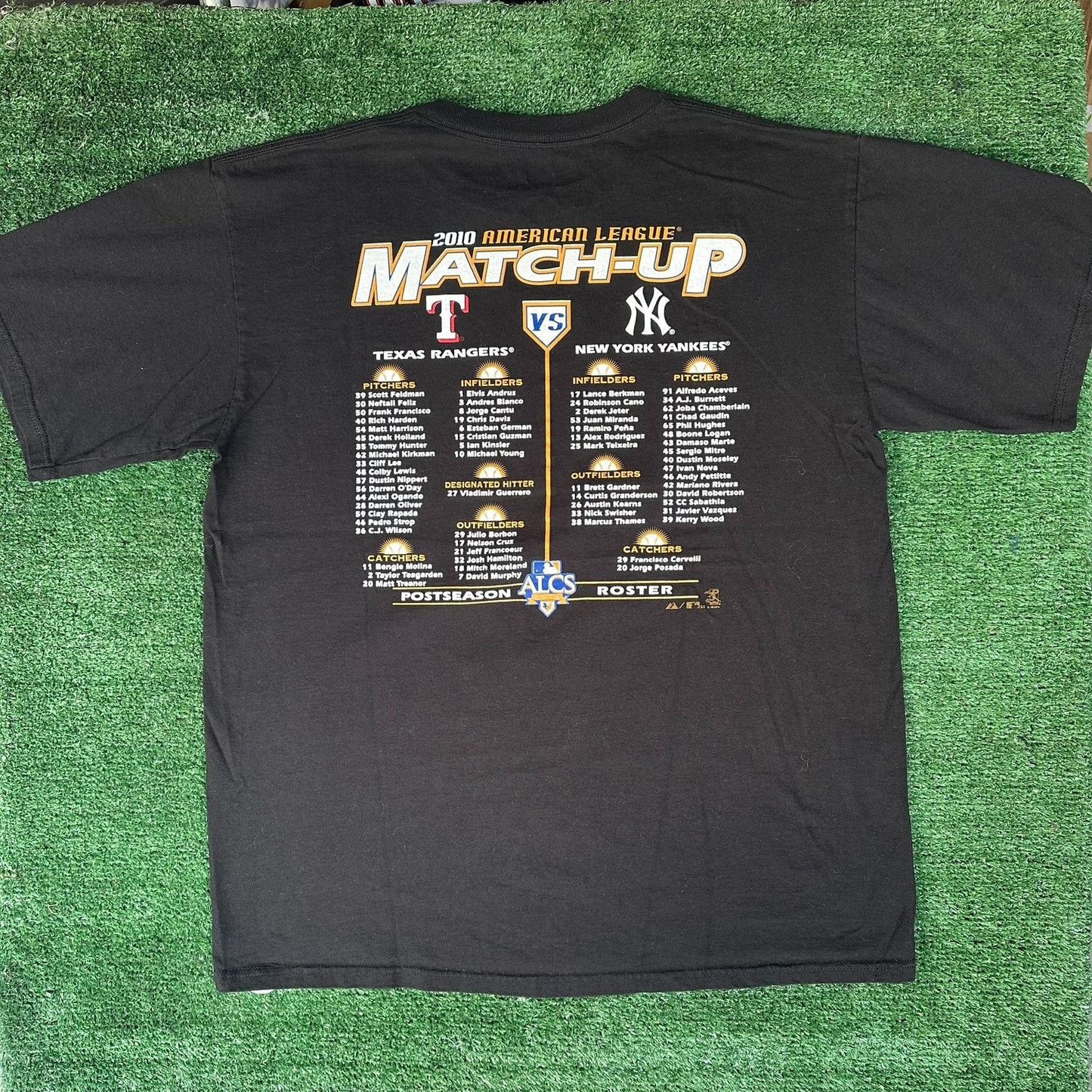 Texas Rangers American League Championship 2010 T-Shirt Majestic MLB Black L