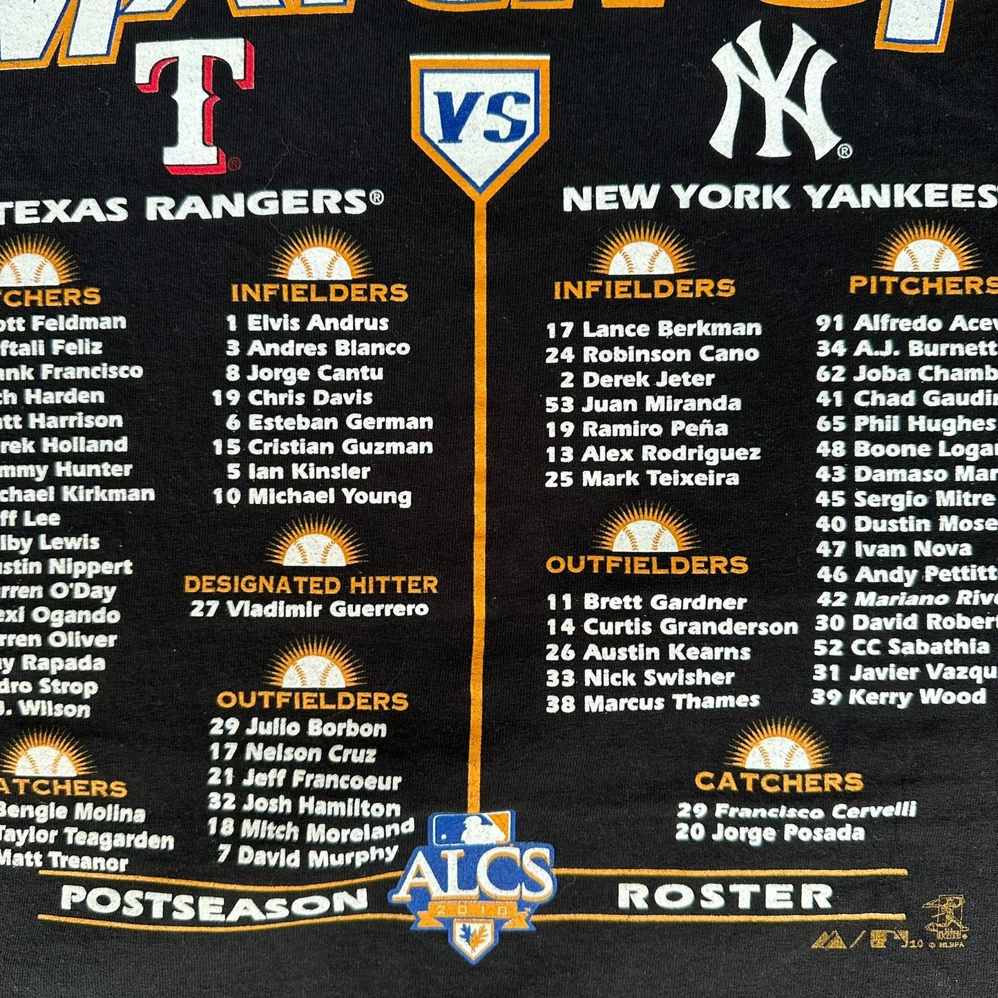Texas Rangers American League Championship 2010 T-Shirt Majestic MLB Black L