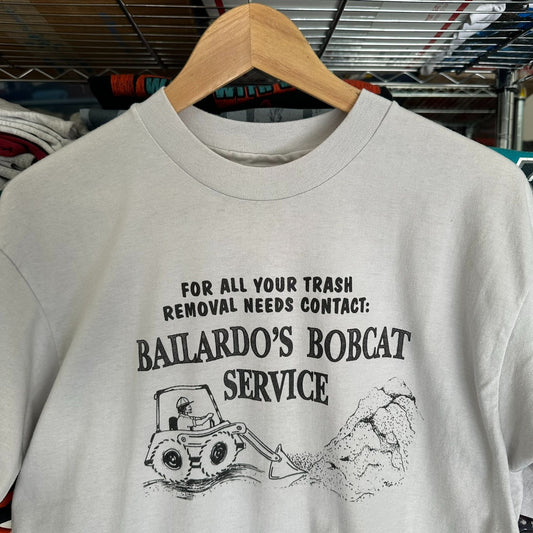 Vintage 80s Bobcat Service T-Shirt Single Stitch Utility Workwear Grunge Gray M