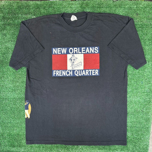 Vintage 90s New Orleans French Quarter Souvenir T-Shirt Jazz Black XL NOLA
