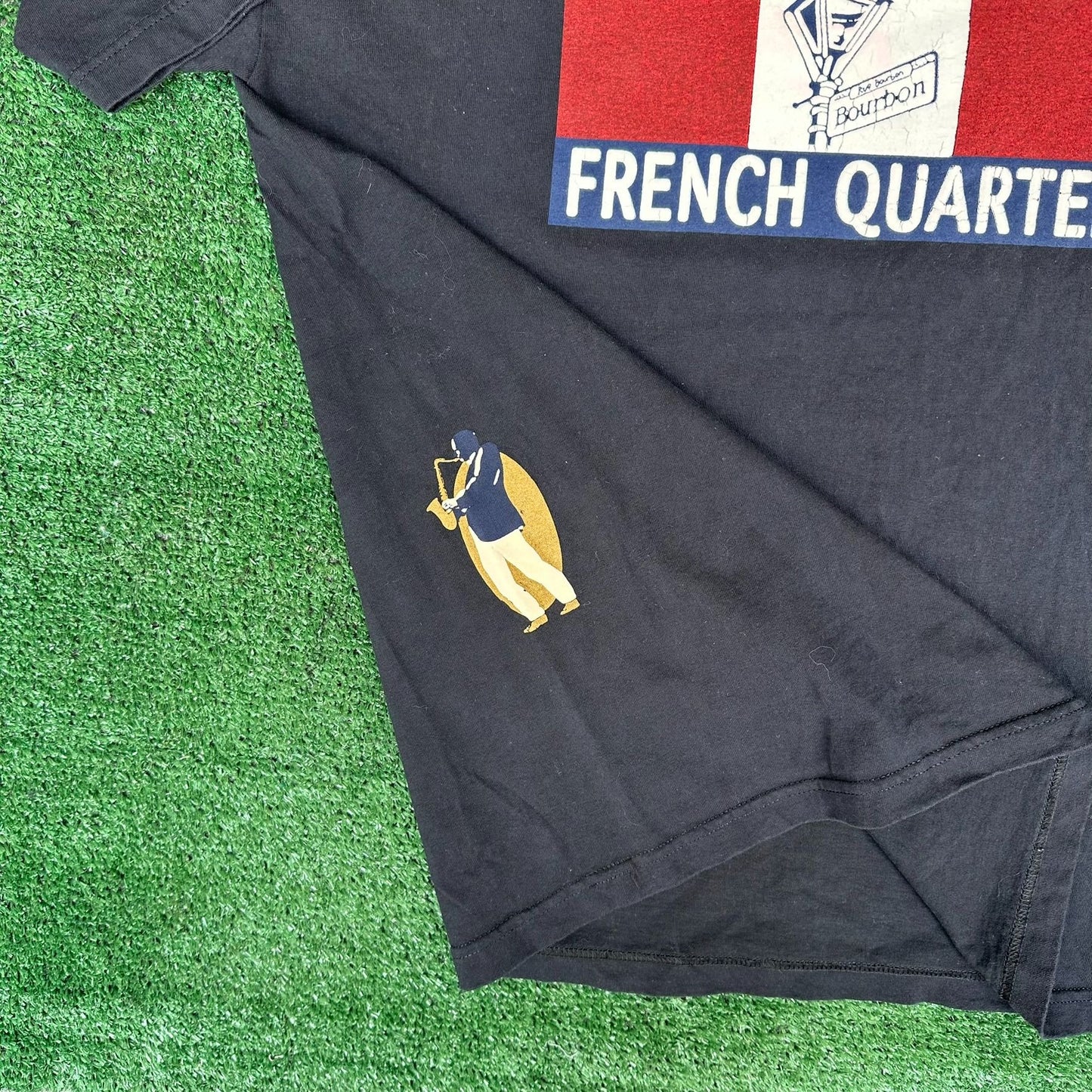 Vintage 90s New Orleans French Quarter Souvenir T-Shirt Jazz Black XL NOLA