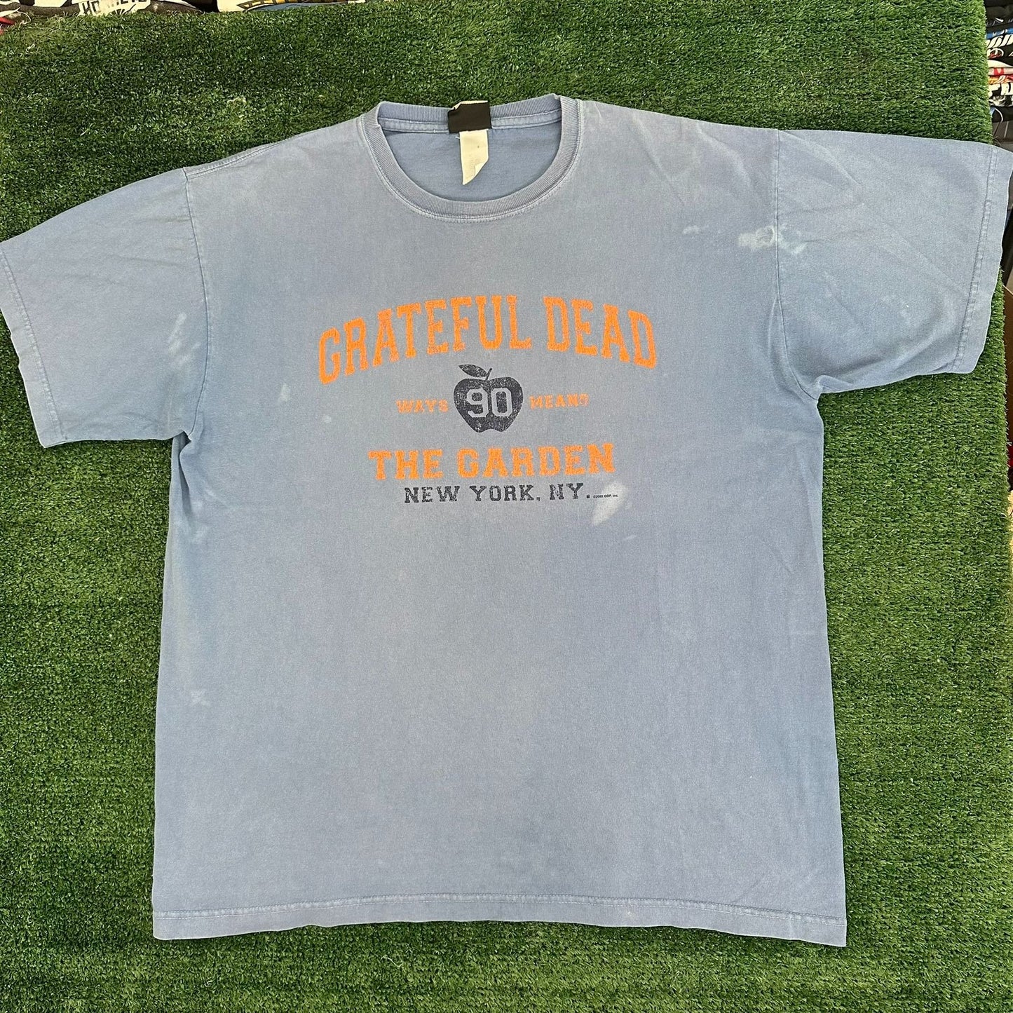 Vintage Y2K Grateful Dead The Garden NY T-Shirt Liquid Blue XL Sun Faded Hippie
