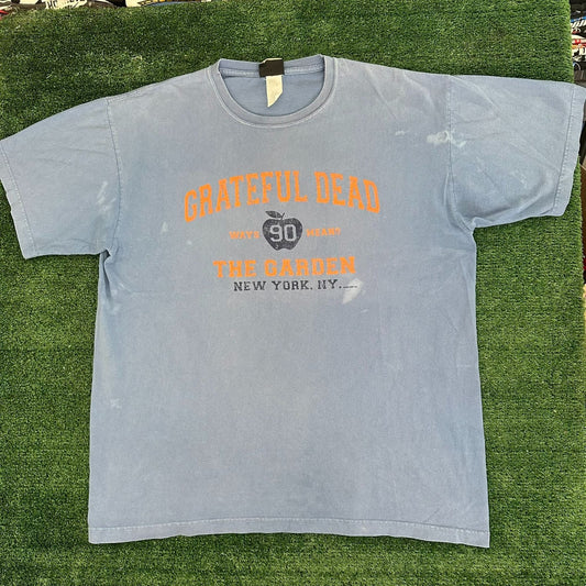 Vintage Y2K Grateful Dead The Garden NY T-Shirt Liquid Blue XL Sun Faded Hippie