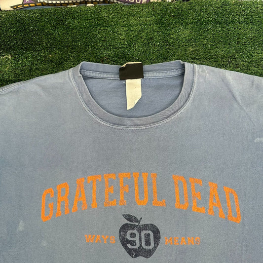 Vintage Y2K Grateful Dead The Garden NY T-Shirt Liquid Blue XL Sun Faded Hippie