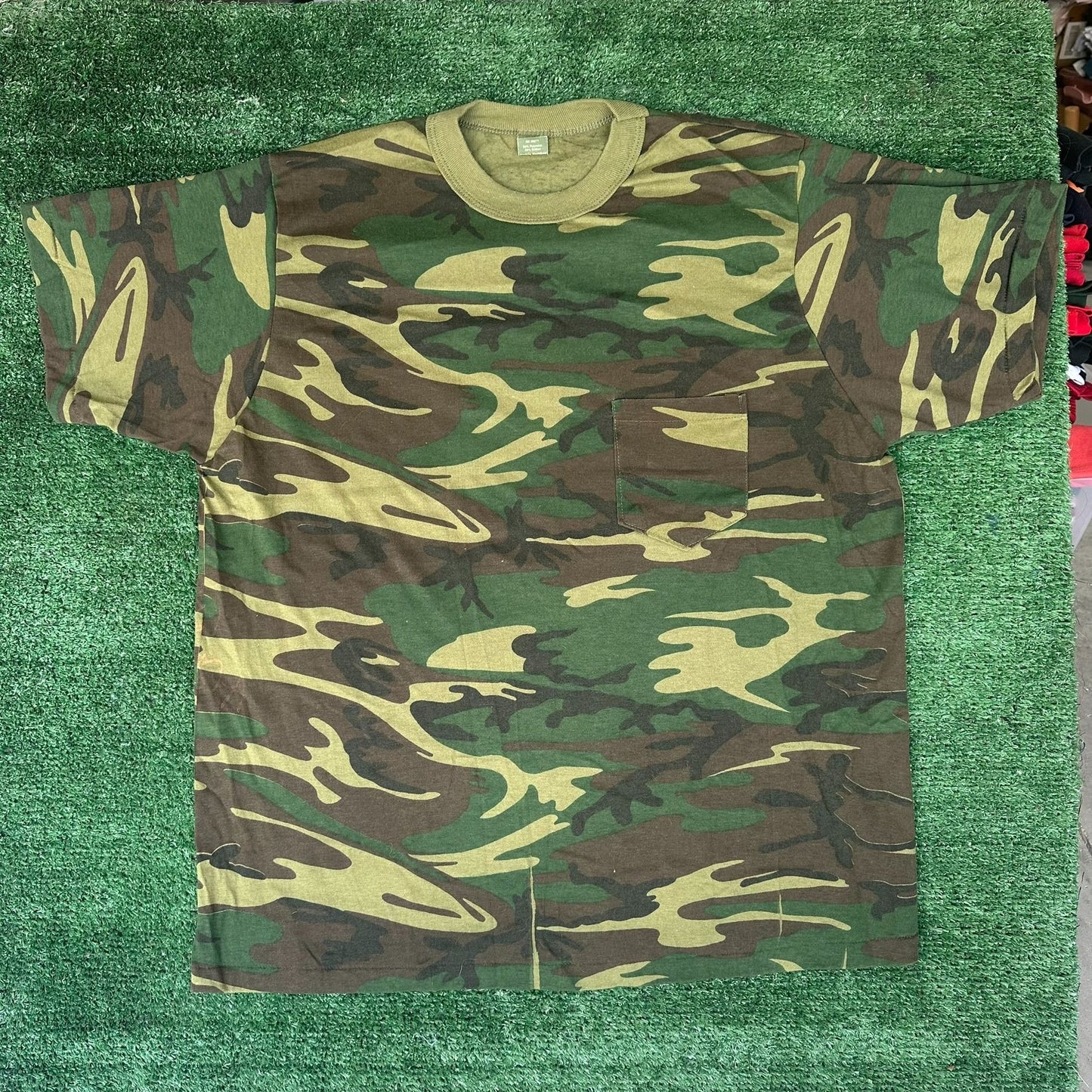 Vintage 80s M81 Woodland Camo T-Shirt Grunge Punk Single Stitch Paper Thin XL