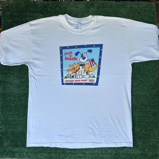 Vintage 90s PetsMart Charity T-Shirt White XL Cute Gorpcore Animals Promo