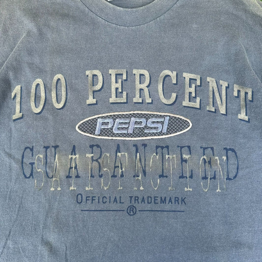 Vintage 90s Pepsi Embroidered T-Shirt Single Stitch Sun Faded Blue L/XL Grunge