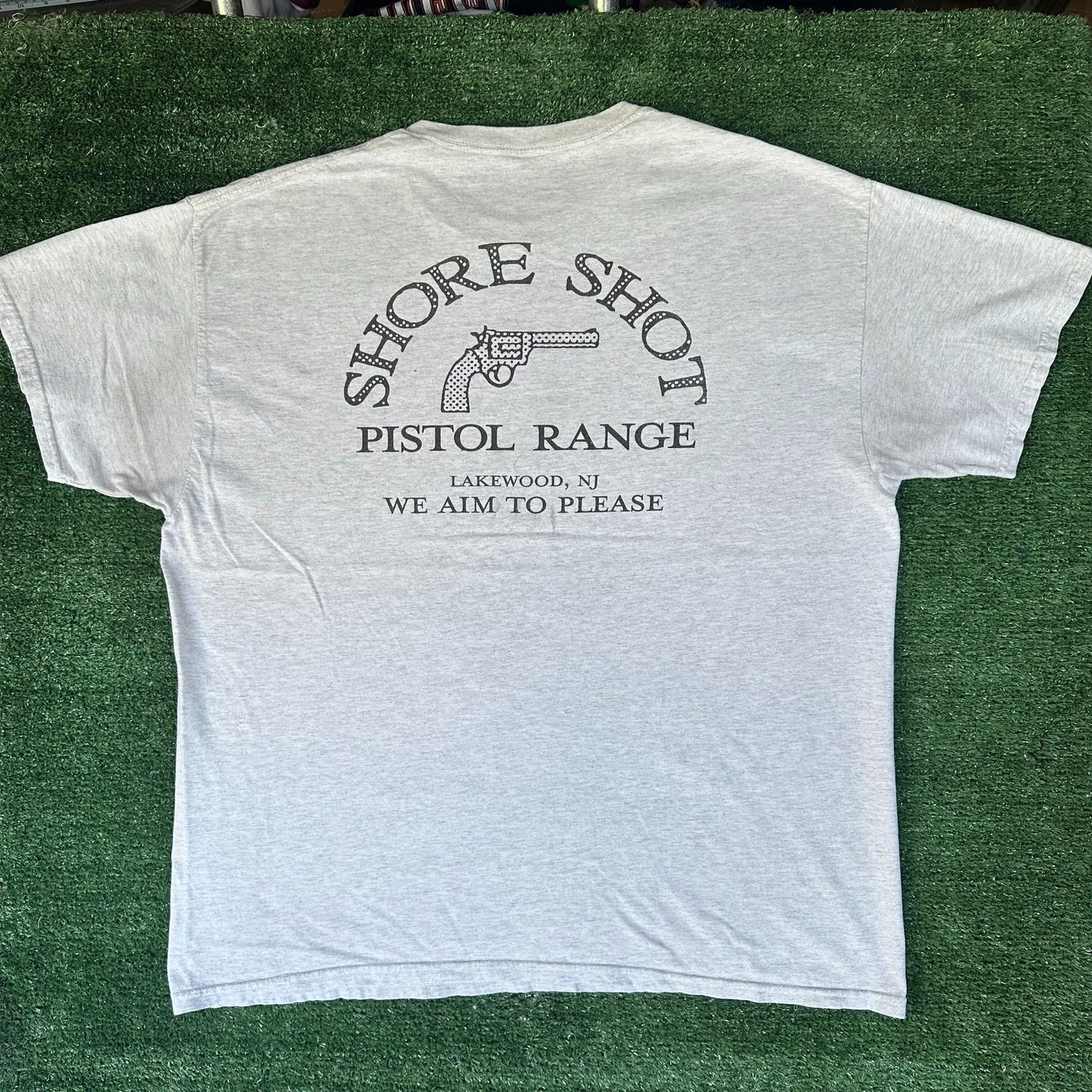 Vintage Y2K Pistol Shooting Range T-Shirt Gray XL Guns Grunge Workwear Utility