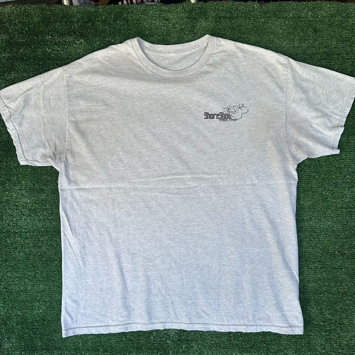 Vintage Y2K Pistol Shooting Range T-Shirt Gray XL Guns Grunge Workwear Utility