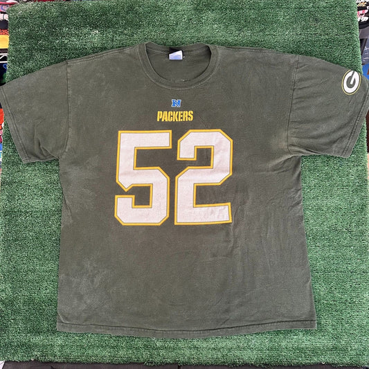 Vintage Y2K NFL Green Bay Packers Jersey T-Shirt Clay Matthews 52 Green XL