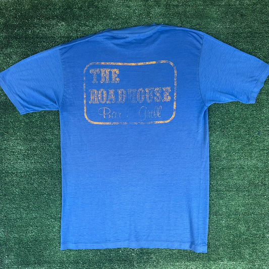 Vintage 80s Arizona Roadhouse Bar T-Shirt Blue M/L Single Stitch Thin Mirage AZ