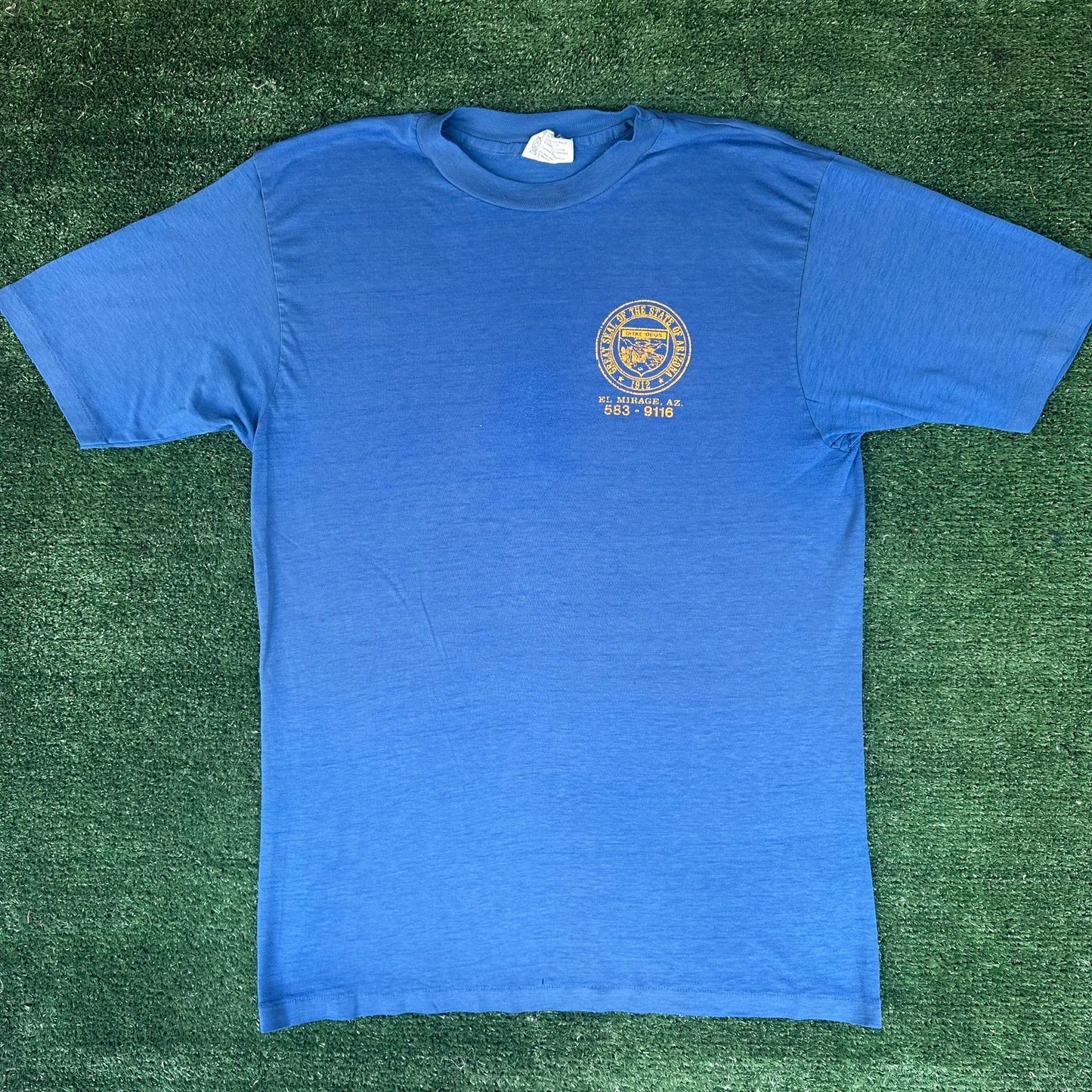 Vintage 80s Arizona Roadhouse Bar T-Shirt Blue M/L Single Stitch Thin Mirage AZ