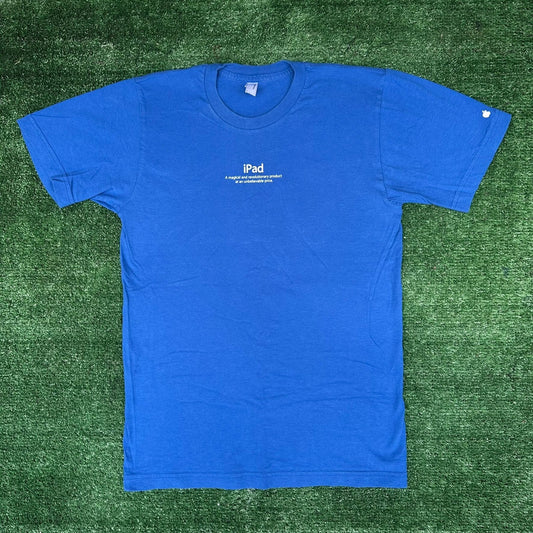 Vintage Y2K Apple Store iPad Release T-Shirt Rare Tech Promo 2010 Blue S Geek