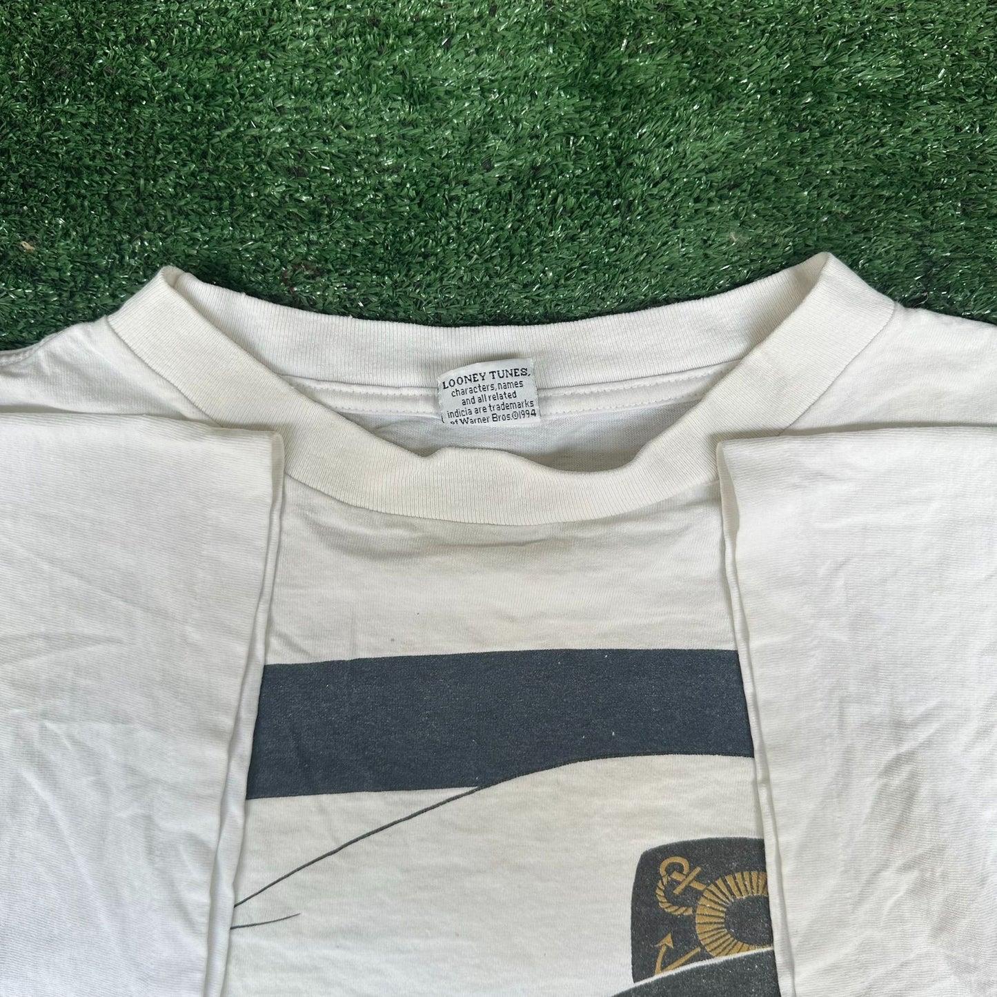Vintage 90s Tweety Bird Sailor T-Shirt White L Single Stitch Looney Tunes 1995