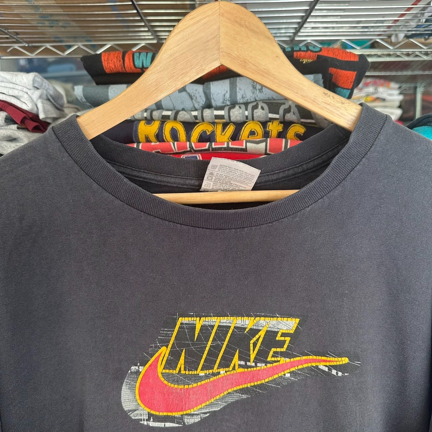 Vintage Y2K Nike Center Swoosh T-Shirt Long Sleeve Black XXL Streetwear Grunge