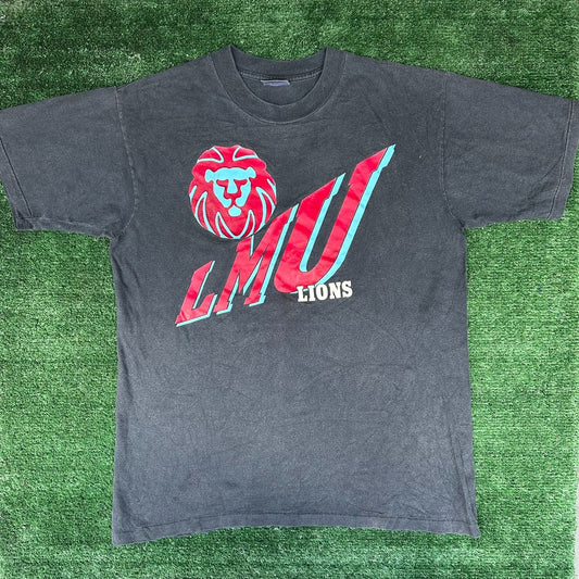 Vintage 90s LMU Loyola Marymount Lions T-Shirt Faded Black XL Single Stitch