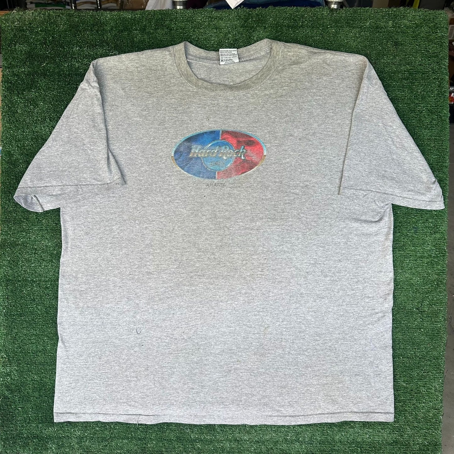 Vintage 90s Hard Rock Cafe Atlanta T-Shirt Distressed Gray XXL One Size Grunge