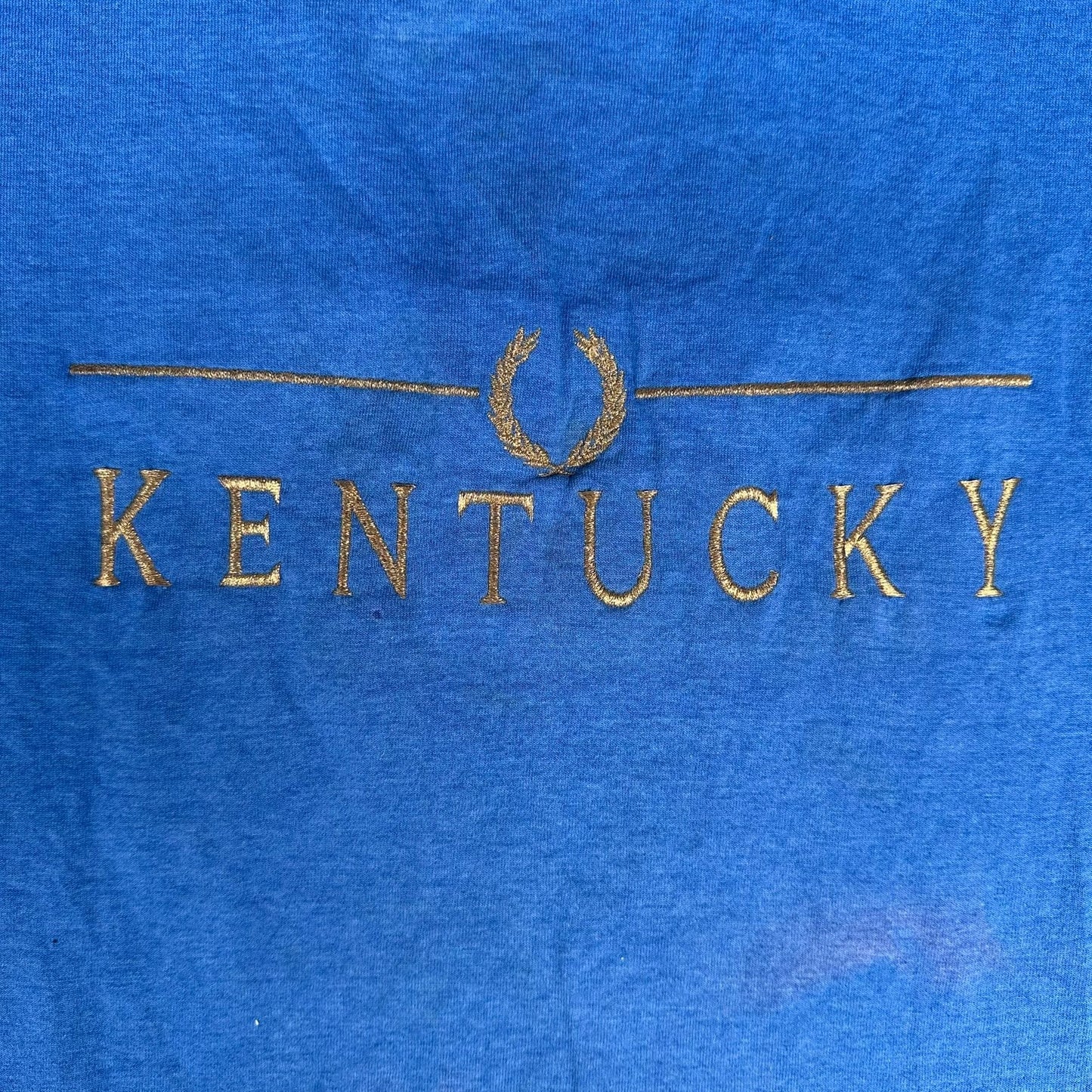 Vintage 90s Kentucky Blue Embroidered T-Shirt Single Stitch L Minimalist College