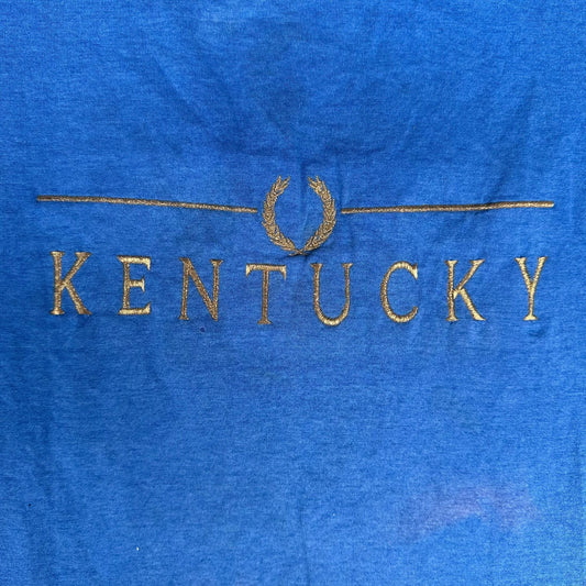 Vintage 90s Kentucky Blue Embroidered T-Shirt Single Stitch L Minimalist College