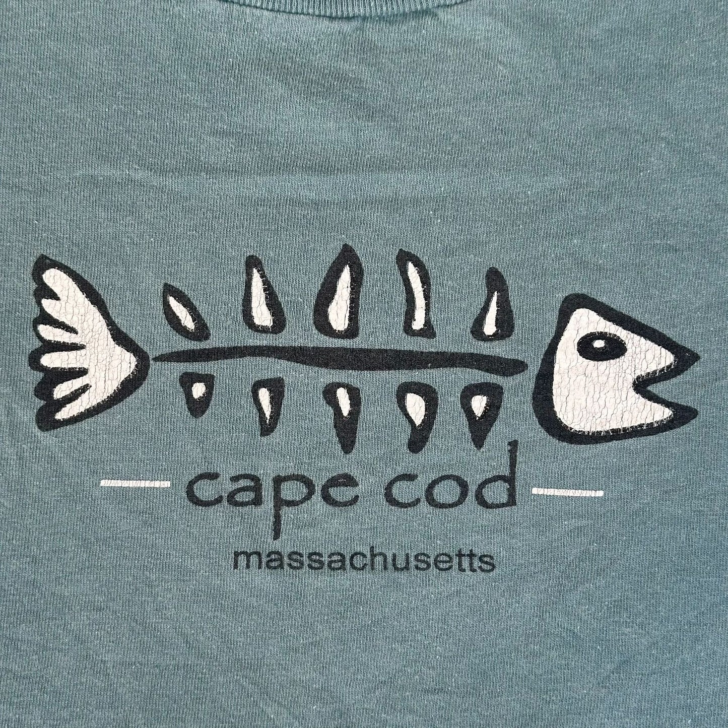 Vintage 90s Cape Cod Fish T-Shirt Blue M Single Stitch Coastal Preppy Gorpcore
