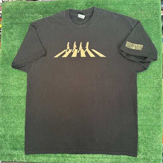 Vintage Y2K The Beatles Abbey Road T-Shirt Black XXL Retro Rock Album Cover