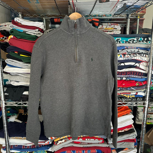 Vintage Polo Ralph Lauren Estate Rib Pullover Sweater 1/4 Quarter Zip Gray S