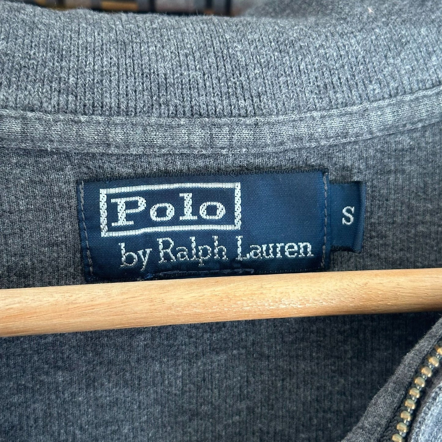 Vintage Polo Ralph Lauren Estate Rib Pullover Sweater 1/4 Quarter Zip Gray S