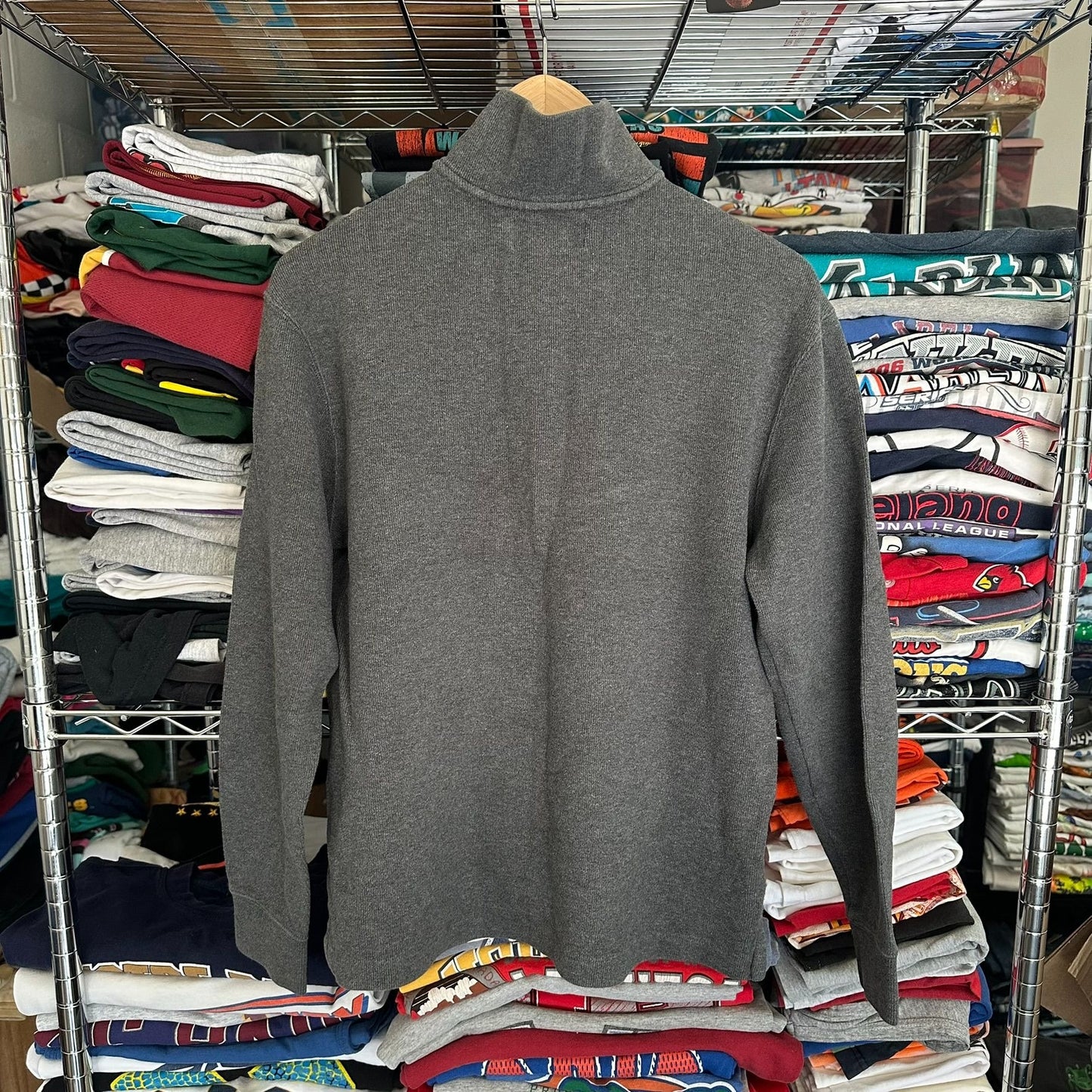 Vintage Polo Ralph Lauren Estate Rib Pullover Sweater 1/4 Quarter Zip Gray S