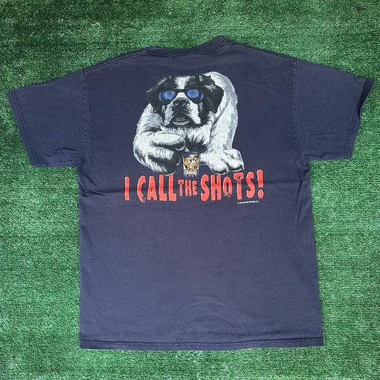 Vintage Y2K Big Dogs I Call the Shots T-Shirt Navy M Dadcore Drinking Humor