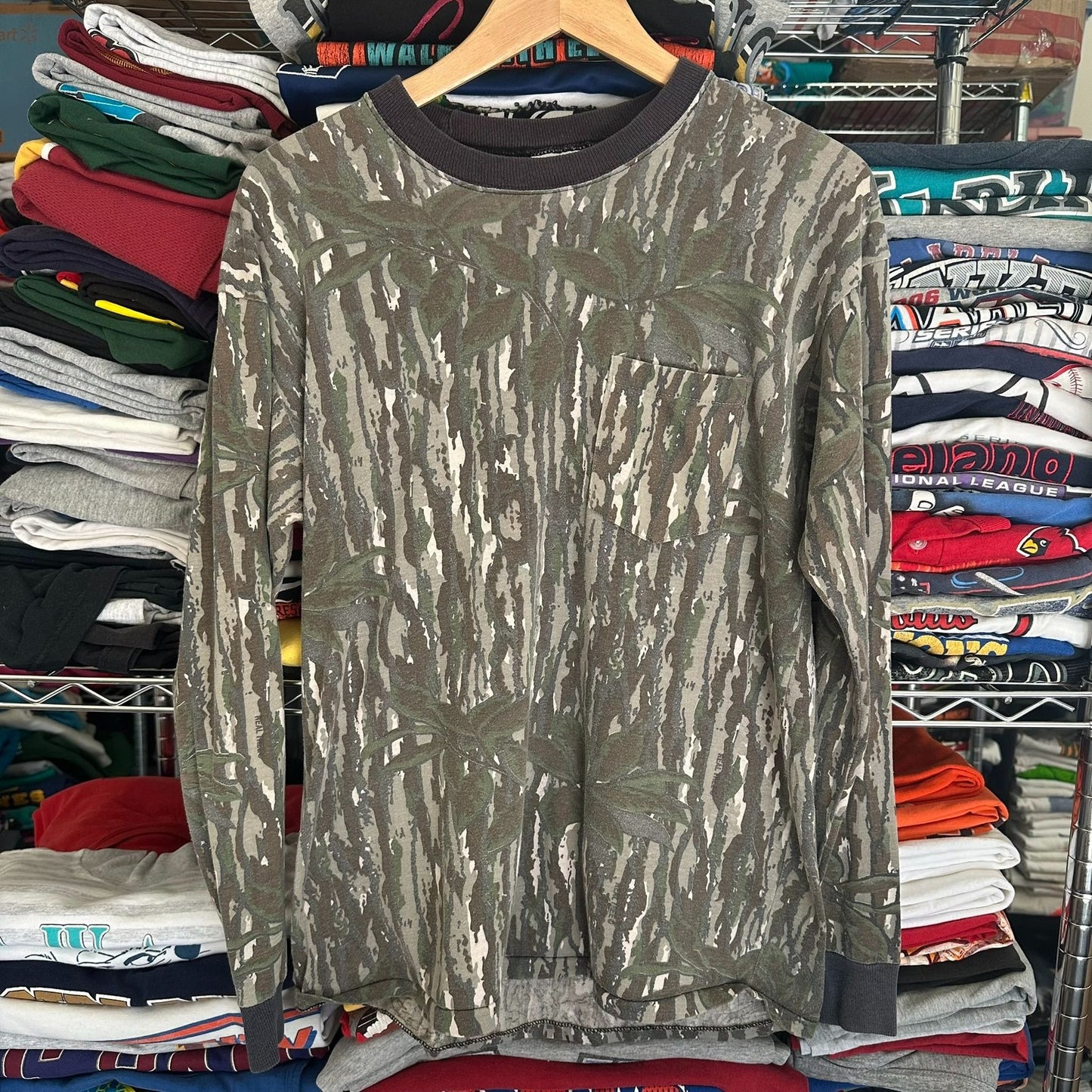Vintage 80s Realtree Bark Camo T-Shirt Long Sleeve Single Stitch Outdoor Hunting