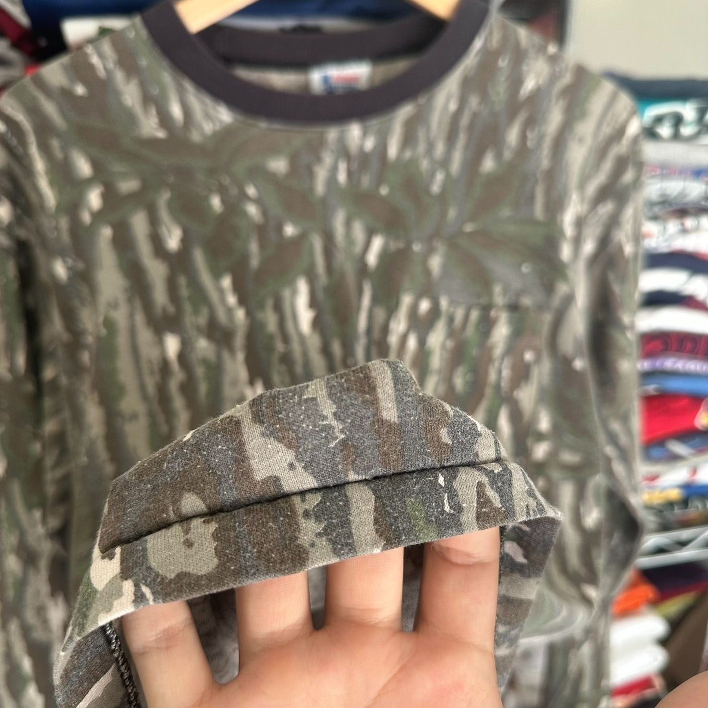 Vintage 80s Realtree Bark Camo T-Shirt Long Sleeve Single Stitch Outdoor Hunting