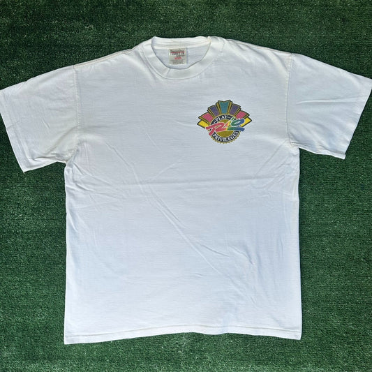 Vintage 90s Rio Casino Las Vegas T-Shirt Single Stitch White L Gambling Colorful