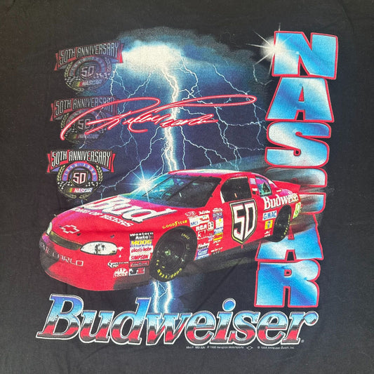 Vintage 90s NASCAR Budweiser Racing T-Shirt 1998 Grunge Streetwear Black L