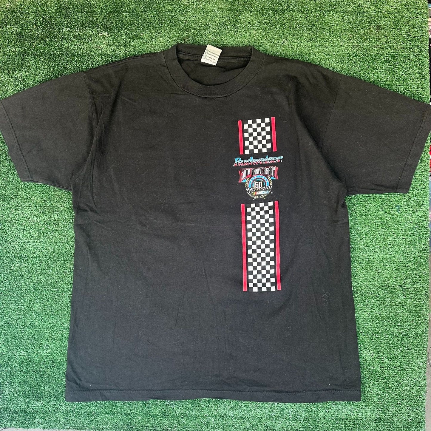 Vintage 90s NASCAR Budweiser Racing T-Shirt 1998 Grunge Streetwear Black L