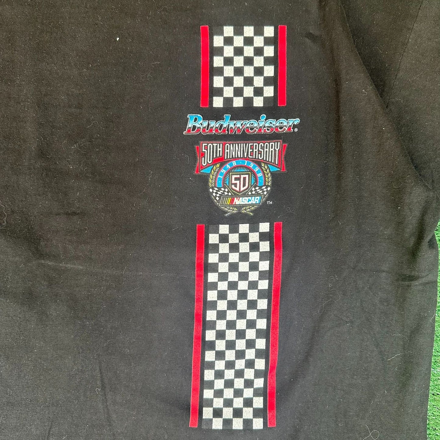 Vintage 90s NASCAR Budweiser Racing T-Shirt 1998 Grunge Streetwear Black L