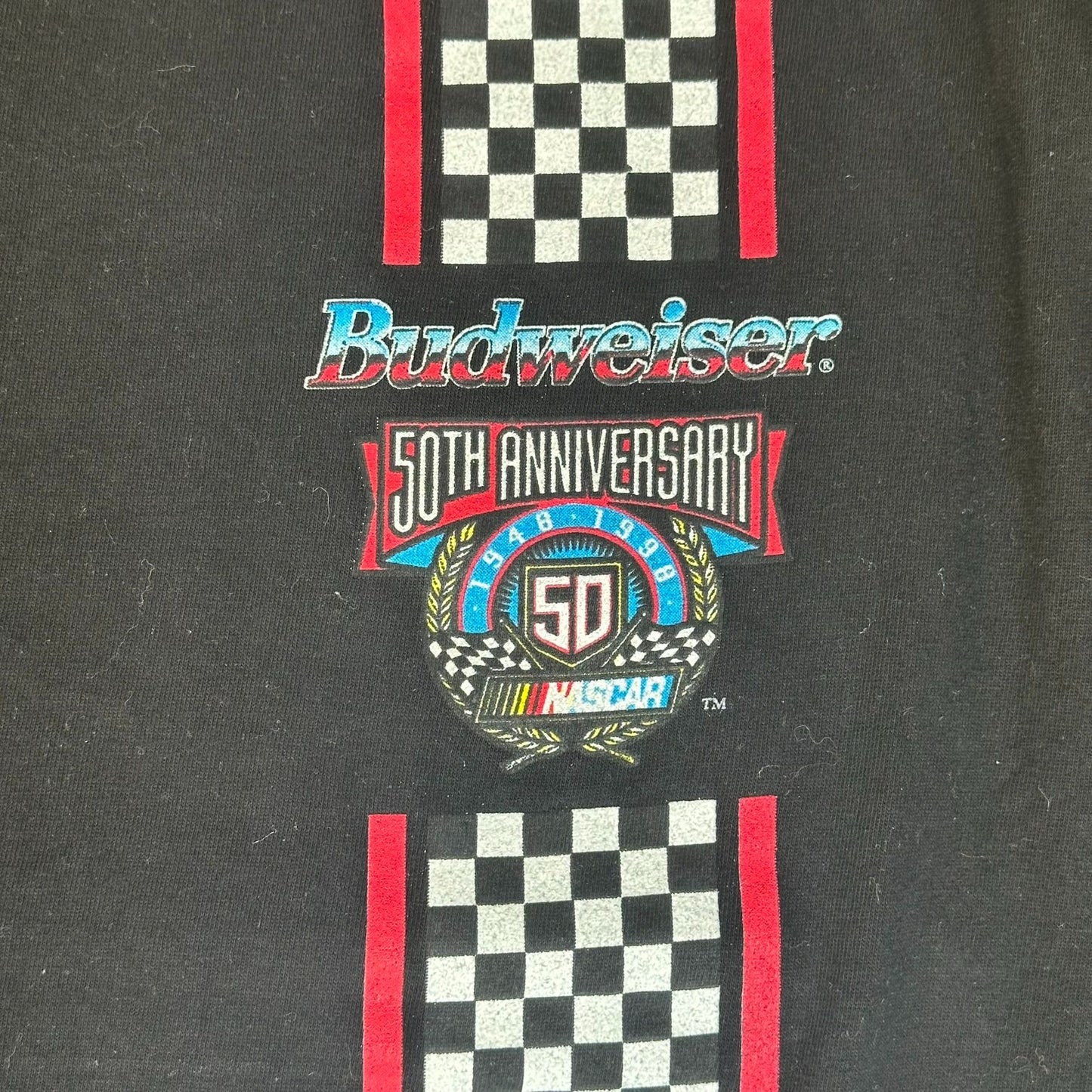 Vintage 90s NASCAR Budweiser Racing T-Shirt 1998 Grunge Streetwear Black L