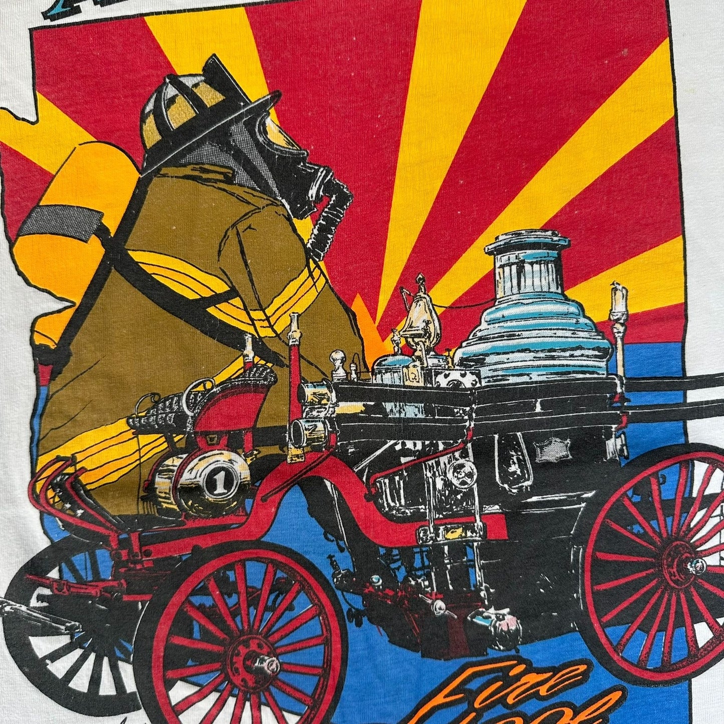 Vintage Y2K Arizona Firefighter Fire School T-Shirt Thrashed White XL Distressed