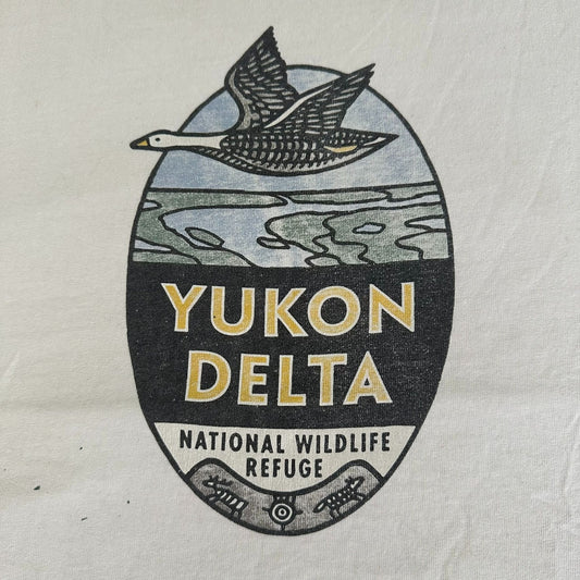 Vintage Y2K Yukon Delta Wildlife Refuge T-Shirt Gorpcore Alaska Nature White XL