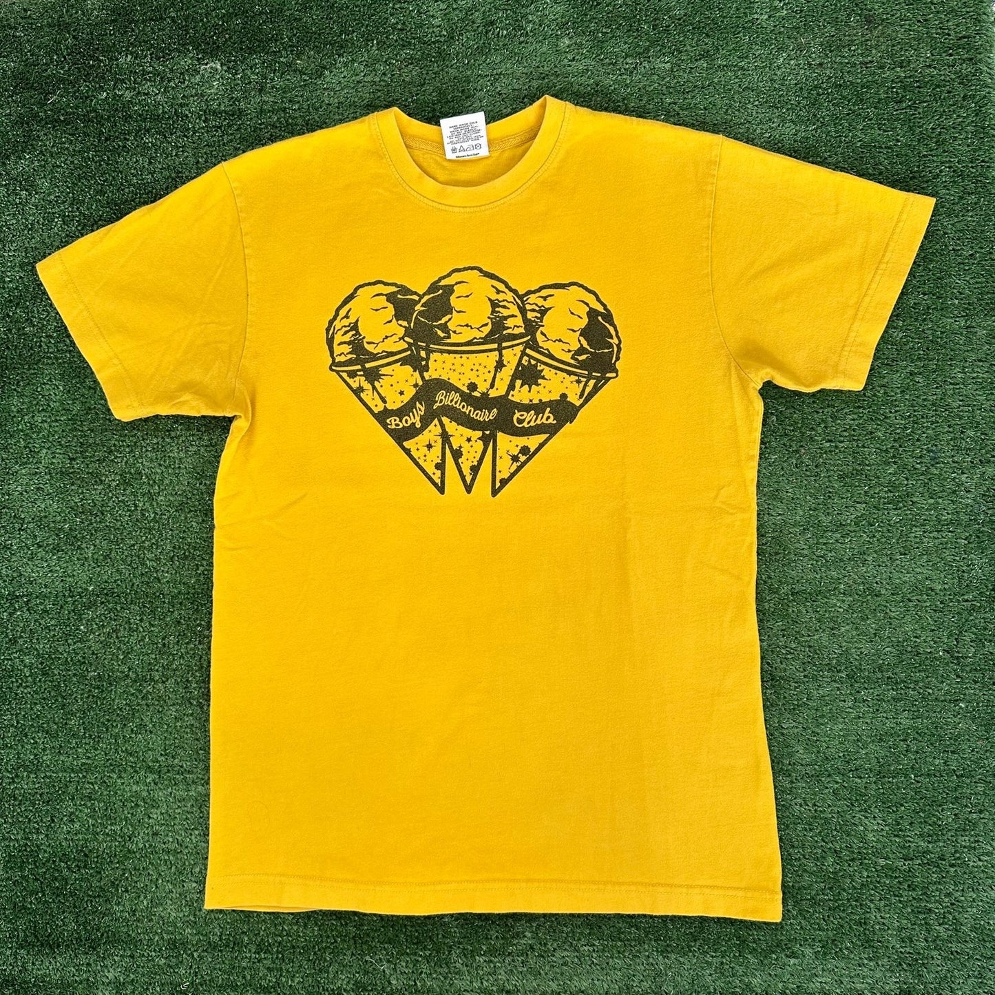 BBC Billionaire Boys Club Ice Cream T-Shirt Yellow S Hip Hop Skate Streetwear