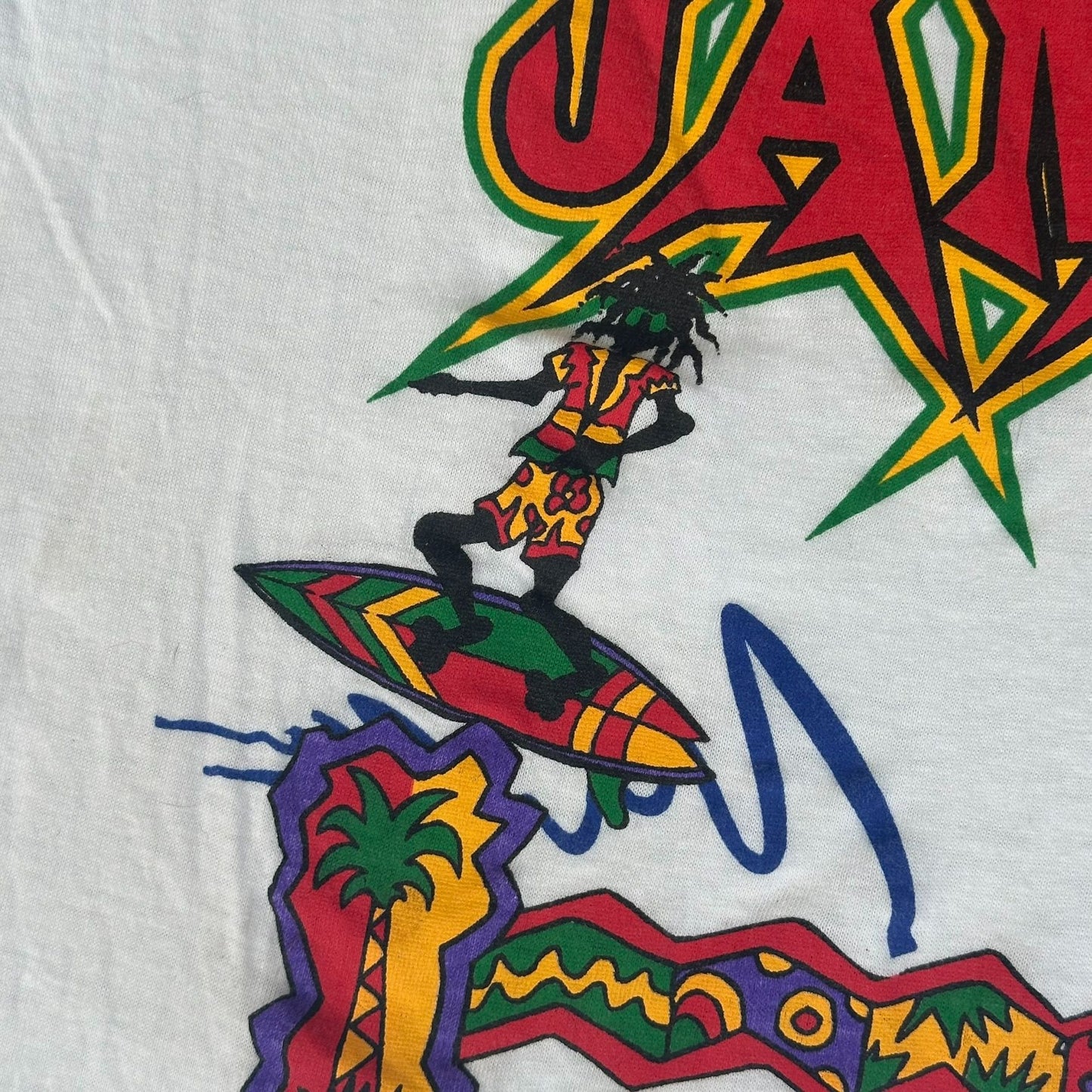 Vintage 90s Jammin Bahamas T-Shirt Surf Tropical Travel Rasta Souvenir White M