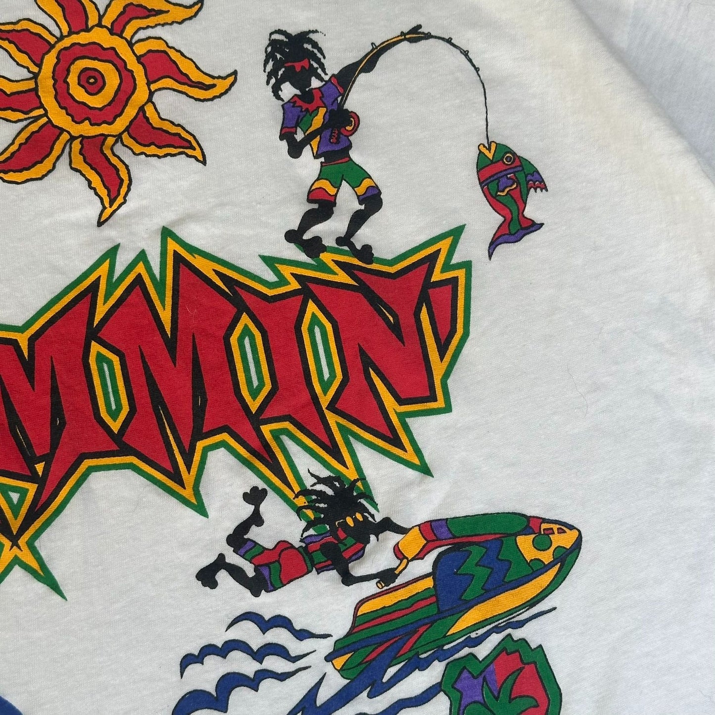 Vintage 90s Jammin Bahamas T-Shirt Surf Tropical Travel Rasta Souvenir White M