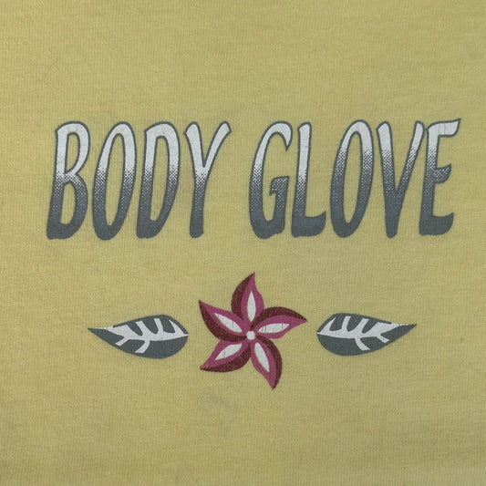 Vintage 80s Body Glove Pastel Floral T-Shirt Surf Beach Swim Yellow Boxy L