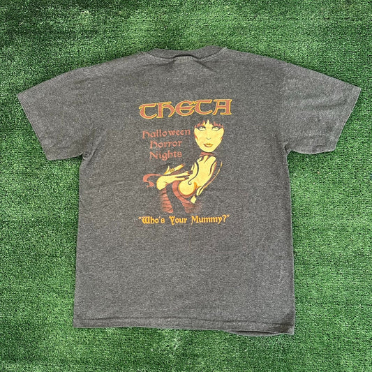 Vintage Y2K Elvira Halloween Horror Nights T-Shirt Mummy Gray S HHN Theta ΚΑΘ