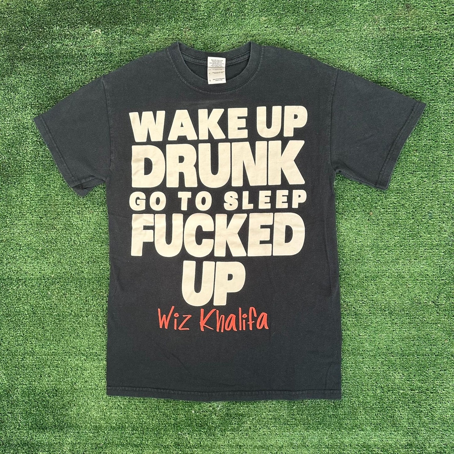Vintage Y2K Wiz Khalifa Wake Up Drunk T-Shirt Party Rap Black S Streetwear