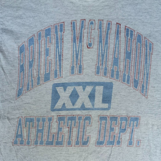 Vintage 90s Brien McMahon HS Athletic Dept. T-Shirt Gray M Single Stitch Grunge