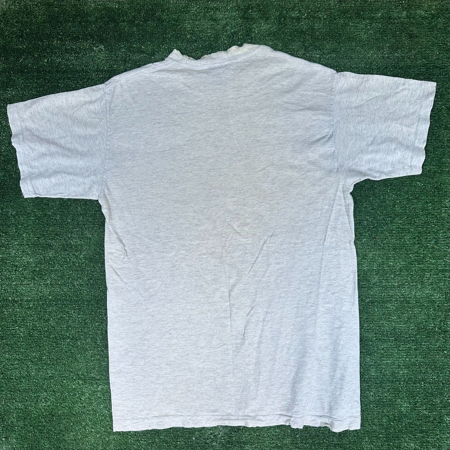 Vintage 90s Brien McMahon HS Athletic Dept. T-Shirt Gray M Single Stitch Grunge