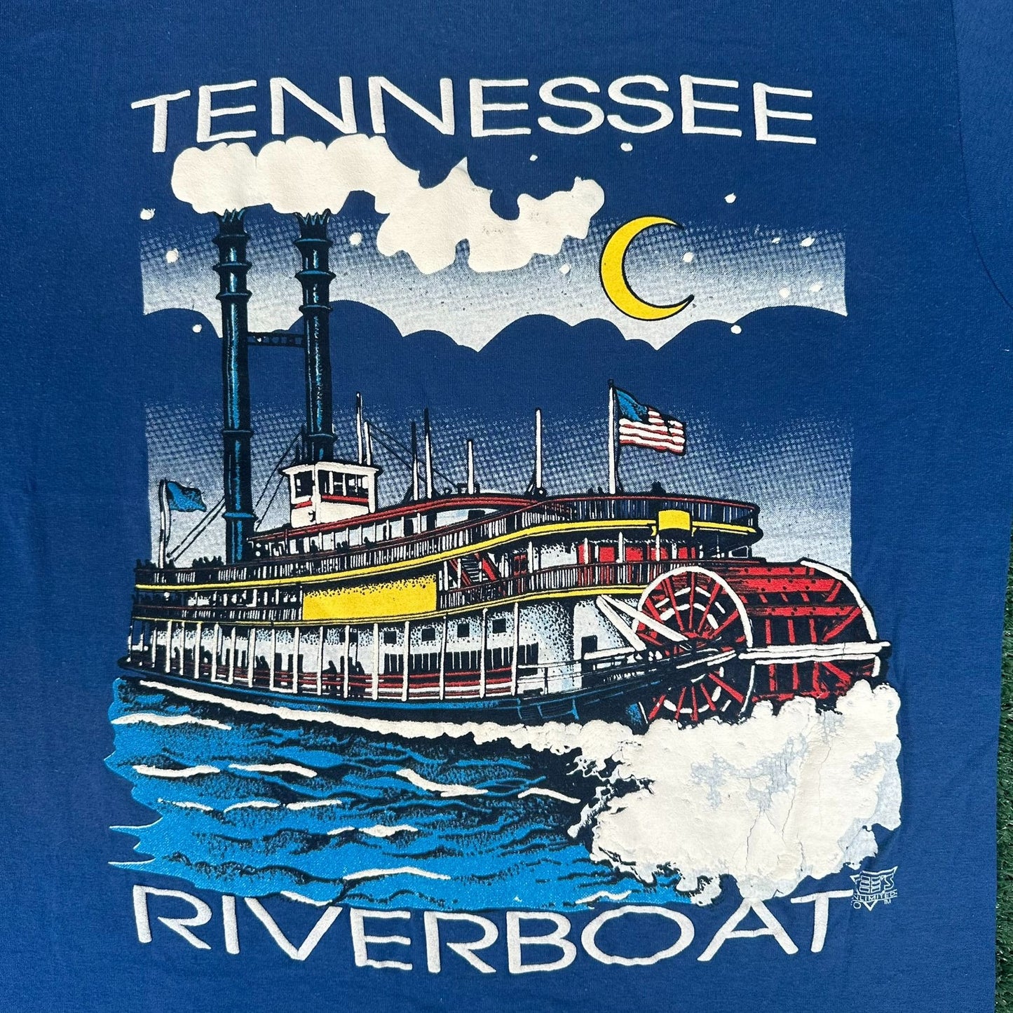 Vintage 90s Tennessee Riverboat Souvenir T-Shirt Puff Print Single Stitch Blue L